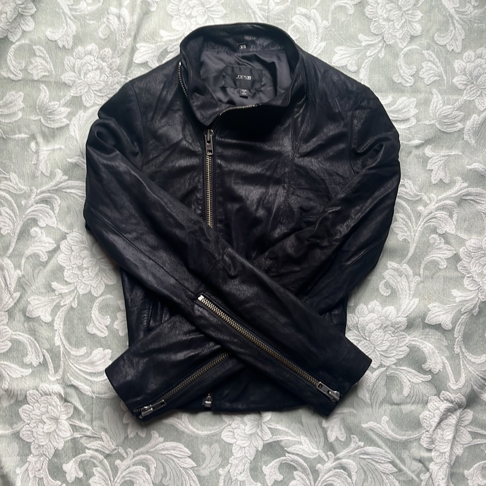 Joe’s black size XS 100% goatskin leather jacket